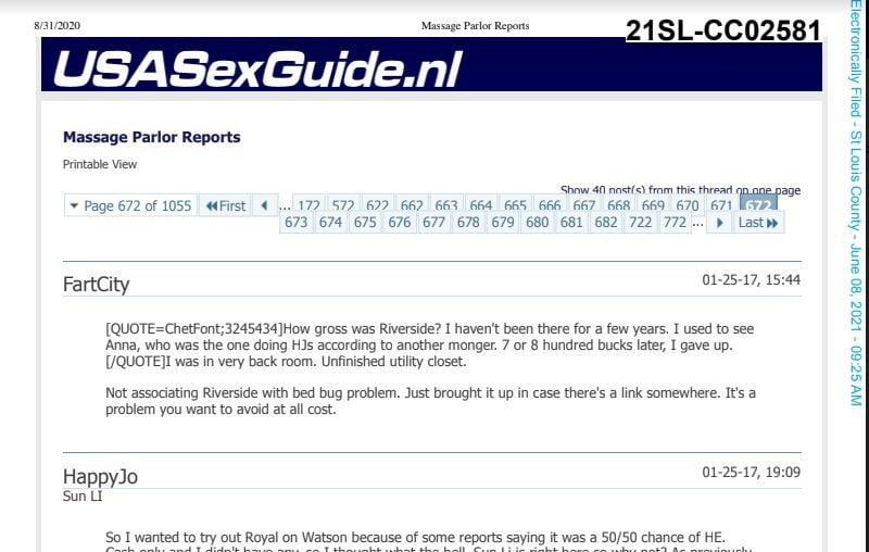 Screenshot of website discussing alleged sex trafficking in St. Louis area